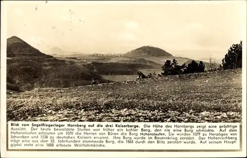 Ak Hornberg im Schwarzwald, Drei Kaiserberge, Blick vom Segelfliegerlager