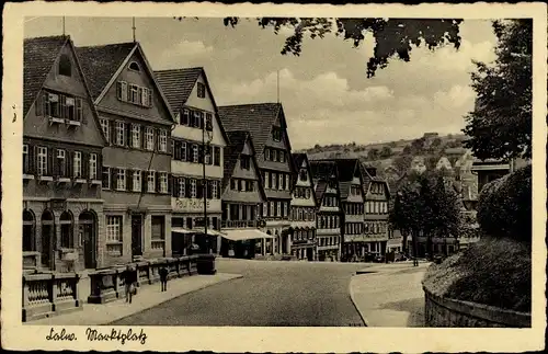 Ak Calw im Nordschwarzwald, Marktplatz, Straßenansicht