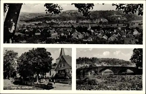 Ak Marlach Schöntal in Württemberg, Gesamtansicht, Kirche, Brücke