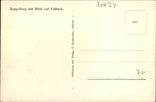 Ak Fellbach in Württemberg, Gesamtansicht, Kappelberg