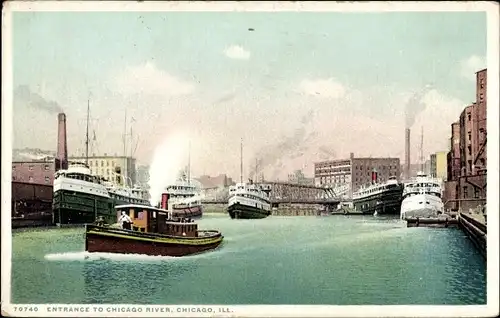 Ak Chicago Illinois USA, Eingang zum Chicago River