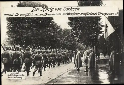 Ak König Friedrich August III. von Sachsen, Ehrenparade an der Westfront, I WK