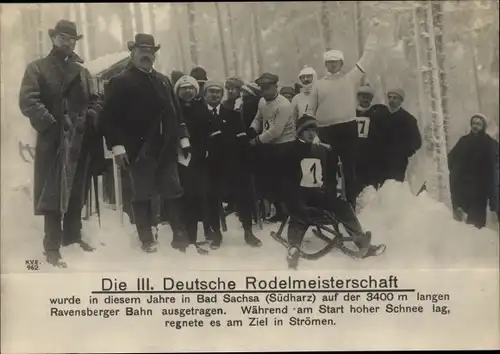 Ak Bad Sachsa im Harz, III. Deutsche Rodelmeisterschaft, Ravensberger Bahn, Start