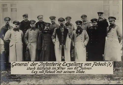 Ak General der Infanterie Exzellenz von Fabeck mit seinem Stab