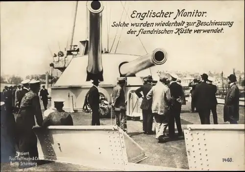 Ak Britisches Kriegsschiff, Monitor, Geschütze, I WK