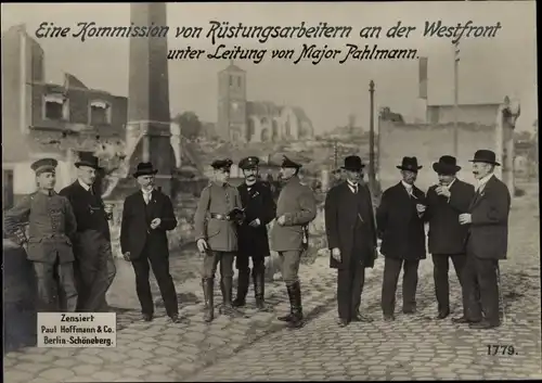 Ak Westfront, Kommission von Rüstungsarbeitern, Major Pahlmann, I WK