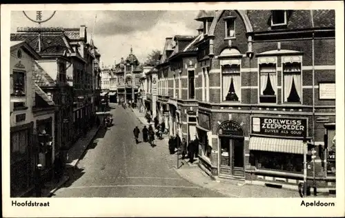 Ak Apeldoorn Gelderland, Hoofdstraat, Reklame Bayer, Edelweiss Zeepoeder