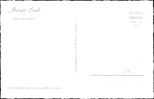 Ak Schauspielerin Margit Saad, Portrait, Autogramm