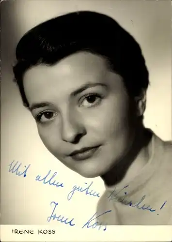 Ak Schauspielerin und Fernsehansagerin Irene Koss, Portrait, Autogramm