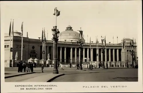 Ak Barcelona Katalonien Spanien, Internationale Ausstellung 1929, Palast des Kleides