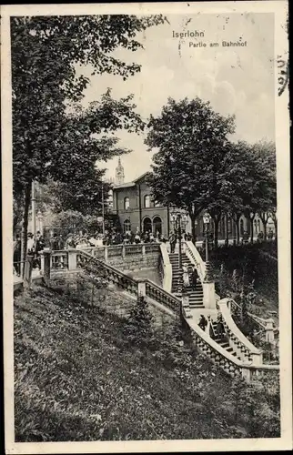 Ak Iserlohn im Märkischen Kreis, Bahnhof, Bahnhofstreppe