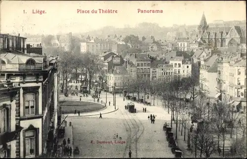 Ak Lüttich Lüttich Wallonien, Place du Theatre, Panorama