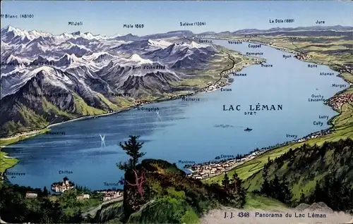 Postkarte Montreux Kanton Waadt Schweiz, Genfersee