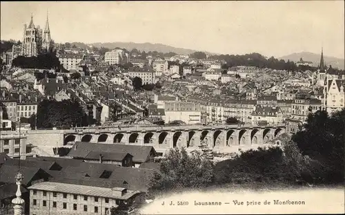 Ak Lausanne Kanton Waadt, Blick vom Montbenon