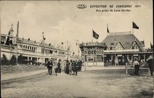 Postkarte Charleroi Wallonia Hennegau, Ausstellung 1911, Luna Garden