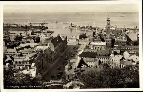 Ak Helsingborg Schweden, Utsikt fran Kärnan, Blick zum Hafen