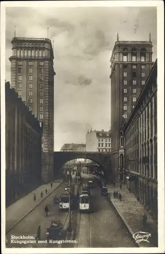 Ak Stockholm Schweden, Kungsgatan med Kungstornen