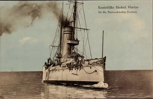 Ak Niederländisches Kriegsschiff, Hr.Ms. Evertsen, Pantserdekschip