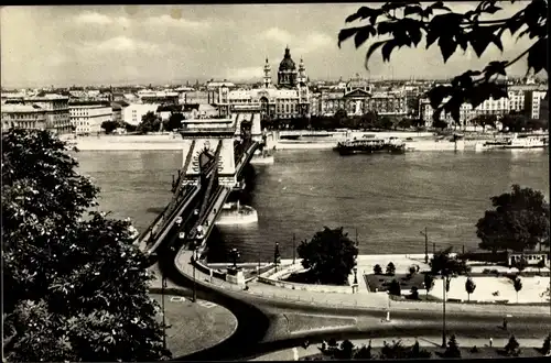 Ak Budapest Ungarn, Stadtansicht, Brücke, Fluss