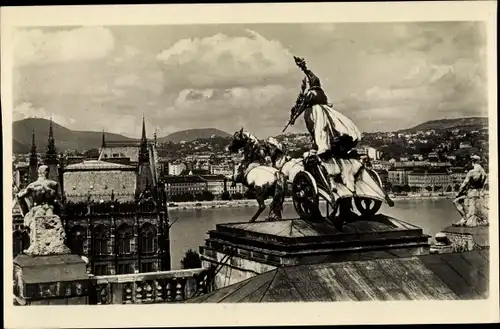 Ak Budapest Ungarn, Totalansicht, Denkmal