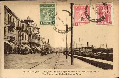 Ak Salonique Thessaloniki Thessaloniki Griechenland, Die Kais, Neue Eisenbahnlinie