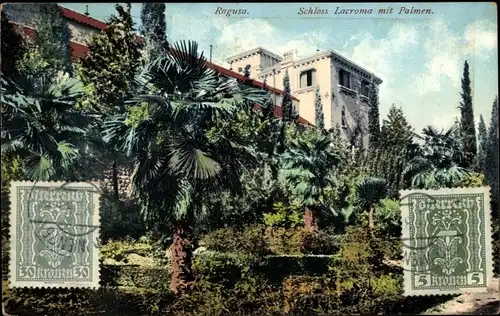 Ak Ragusa Dubrovnik Kroatien, Schloss Lacroma, Palmen