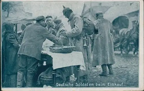 Ak Deutsche Soldaten beim Einkauf, I WK