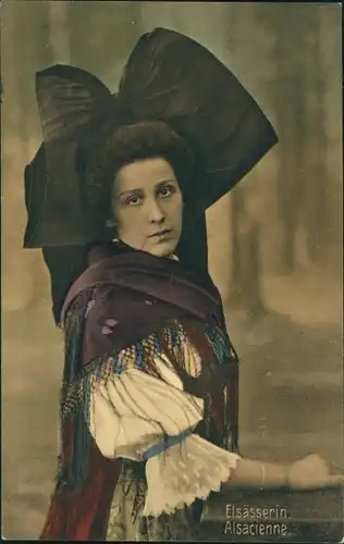Ak Elsässer Tracht, Elsässerin, Portrait