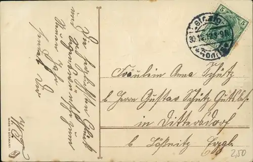 Präge Ak Glückwunsch Neujahr, Meisen, Hufeisen, Tannenbaum