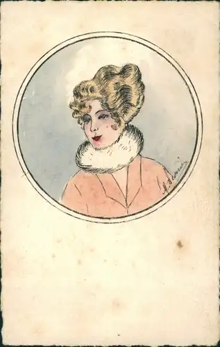 Künstler Ak Portrait einer blonden Frau