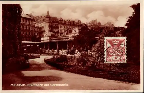 Ak Karlovy Vary Karlsbad Stadt, Stadtpark mit Gartenzeile
