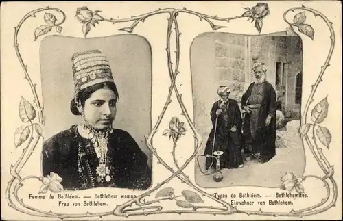 Passepartout Ak Bethlehem Palästina, Frau von Bethlehem, Einwohner
