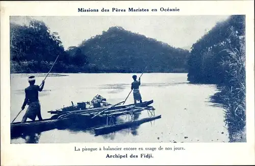 Ak Fidschi, Sur la riviere de Rewa, Boot