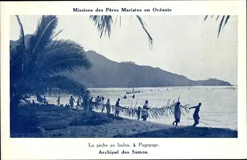 Ak Ile de Tutuila Samoa, Mission des Peres maristes en Oceanie, La peche au lauloa a Pagopago