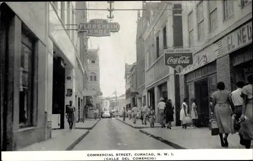 Ak Curaçao Niederländische Antillen Karibik, Straßenpartie, Coca Cola
