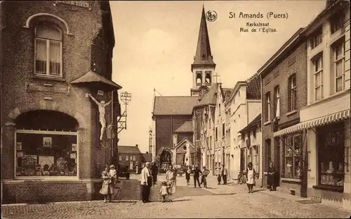 Ak Sint Amands Flandre Antwerpen, Rue de Eglise