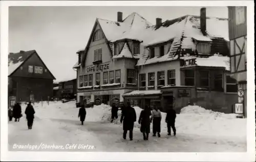 Ak Braunlage im Oberharz, Café Dietze im Winter