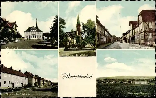 Ak Markoldendorf Dassel, Marktstraße, Kirche St. Martin, Steinberg Siedlung, Oldendorfer Siedlung