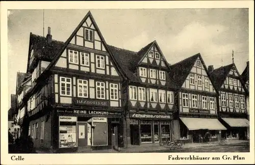 Ak Celle in Niedersachsen, Fachwerkhäuser am Großen Plan, Haarpflege Heinr. Lachmund, Geschäfte