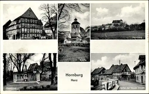 Ak Hornburg Schladen Werla Harz, Markt, Kirche, Ehrenmal, Hinter der Neuen Straße