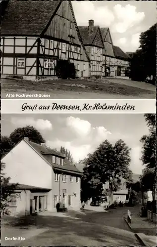 Ak Deensen in Niedersachsen, Dorfmitte, Alte Fachwerkhäuser