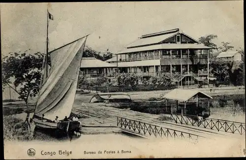 Ak Boma Belgisch-Kongo DR Kongo Zaire, Postamt