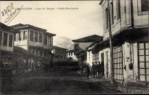 Ak Bitola Monastir Mazedonien, Rue du Dragor, Kleinhändler