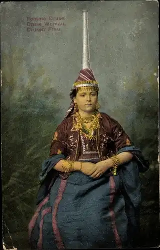 Ak Drusen-Frau in Volkstracht, Portrait