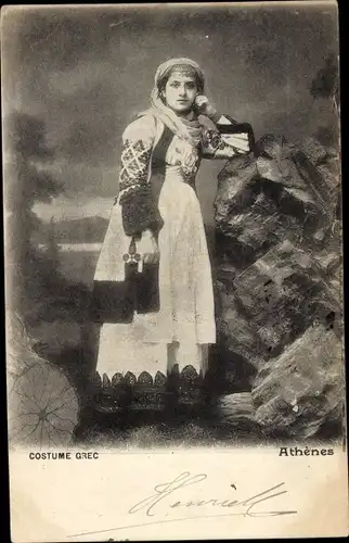 Ak Frau in griechischer Volkstracht, Portrait