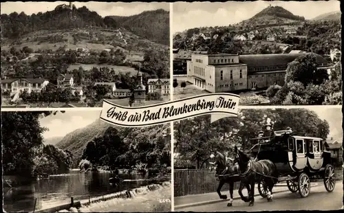 Ak Bad Blankenburg in Thüringen, Postkutsche, Blick auf den Ort