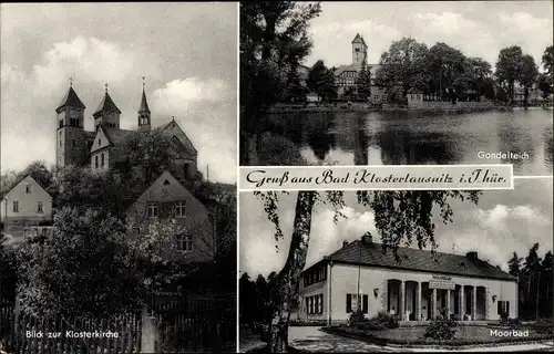 Ak Bad Klosterlausnitz in Thüringen, Klosterkirche, Moorbad, Gondelteich