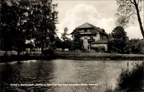 Ak Bad Schandau Sächsische Schweiz, Hotel Ostrauer Scheibe