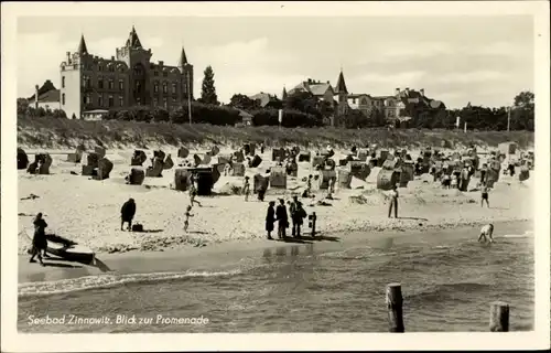 Ak Ostseebad Zinnowitz auf Usedom, Blick zur Promenade