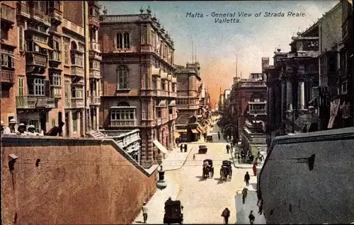 Ak Valletta Malta, Gesamtansicht von Strata Reale